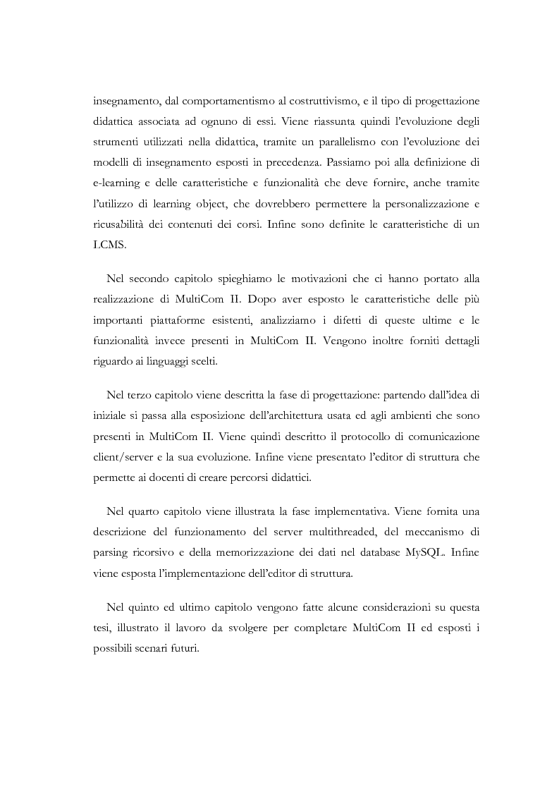 Anteprima della tesi: Apprendere a distanza: analisi, progetto e sviluppo del server di MultiCom II, Pagina 4