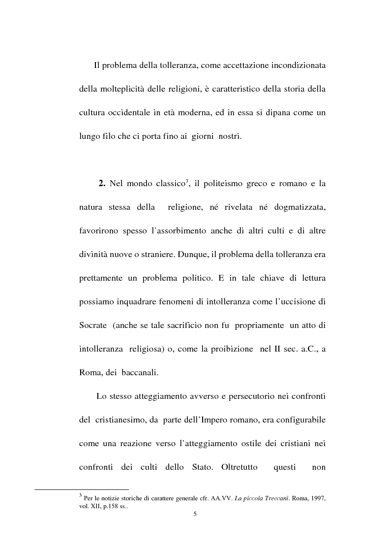 Anteprima della tesi: Il fondamento della tolleranza religiosa nell'ordinamento italiano e negli atti e documenti dell'Unesco, Pagina 3