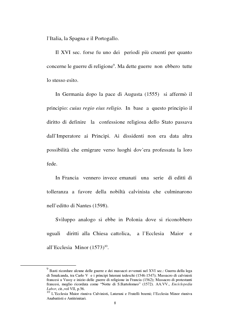 Anteprima della tesi: Il fondamento della tolleranza religiosa nell'ordinamento italiano e negli atti e documenti dell'Unesco, Pagina 6
