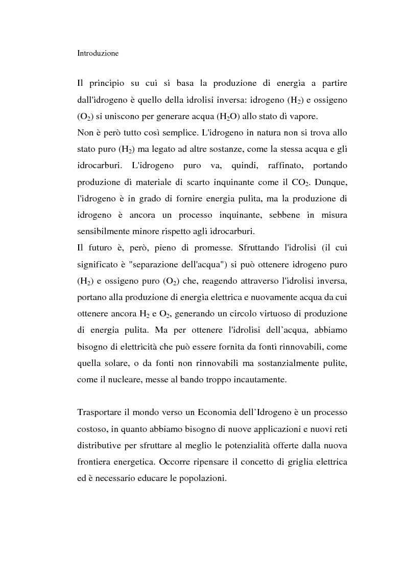 Anteprima della tesi: L'idrogeno: il vettore energetico del futuro. Prospettive di utilizzo nelle applicazioni stazionarie, Pagina 4