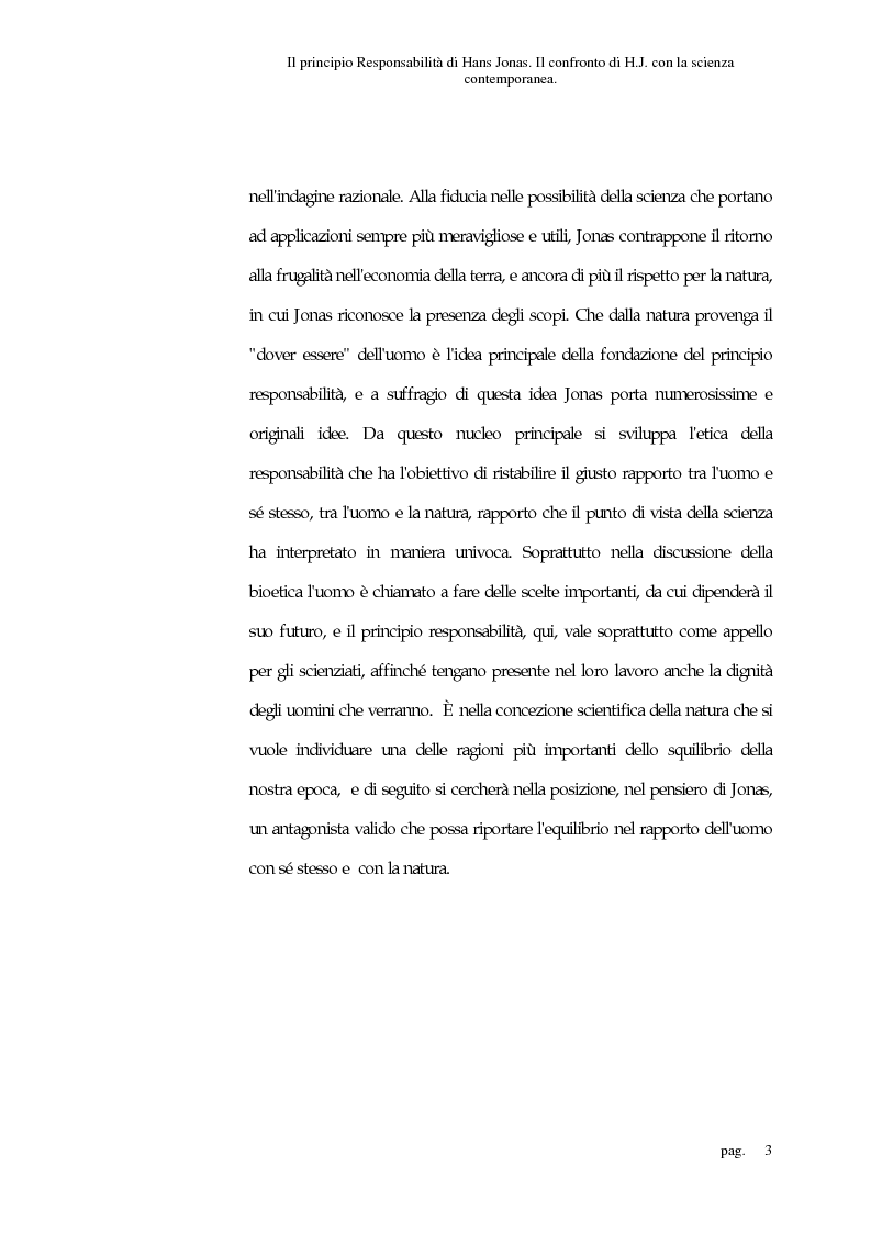 Anteprima della tesi: Il principio responsabilità di Hans Jonas. Il confronto di H. J. con la scienza contemporanea, Pagina 3