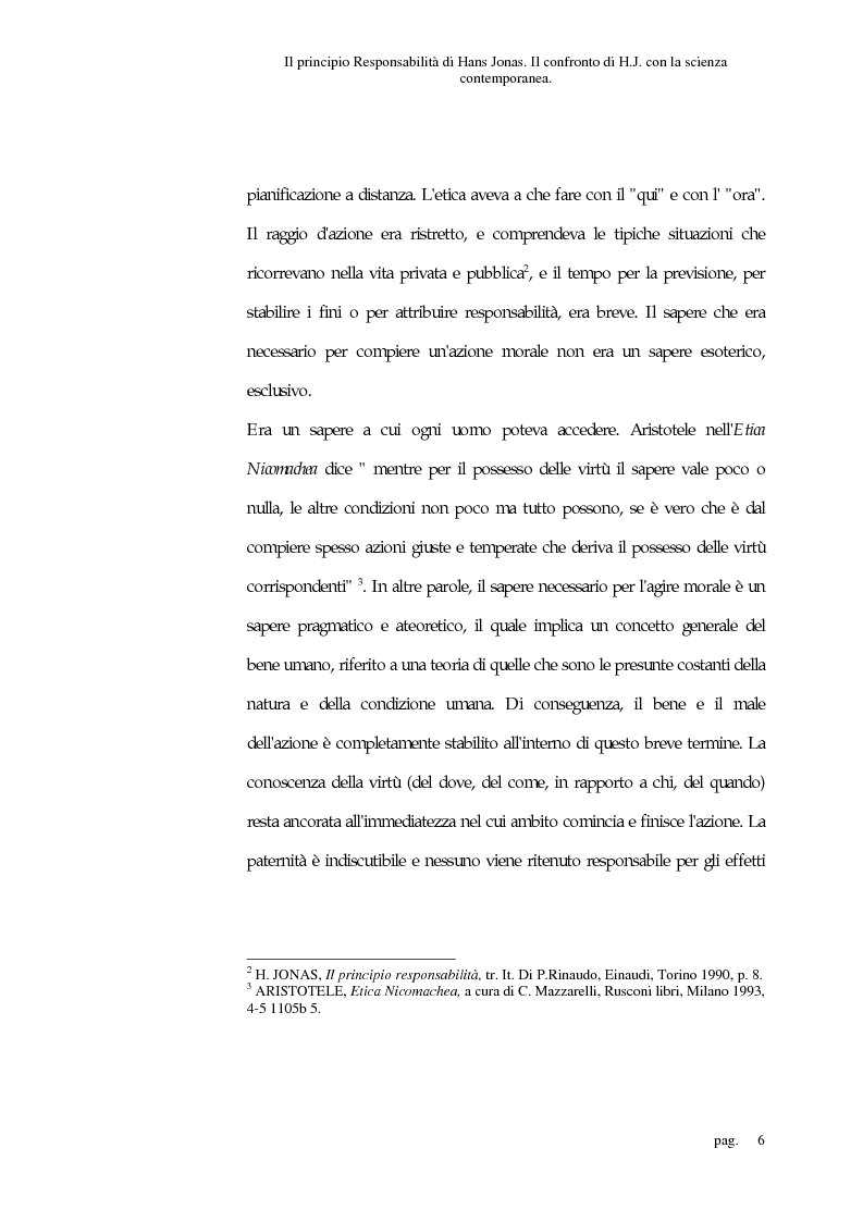 Anteprima della tesi: Il principio responsabilità di Hans Jonas. Il confronto di H. J. con la scienza contemporanea, Pagina 6