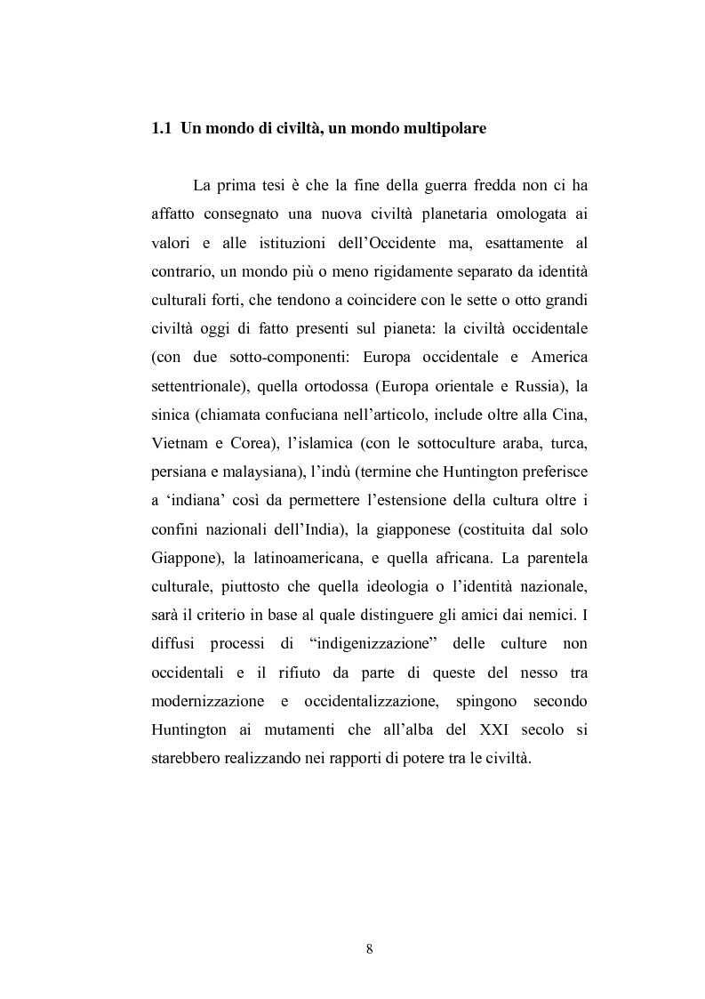 Anteprima della tesi: Il paradigma culturale di Samuel P. Huntington: analisi, critiche e prospettive, Pagina 6