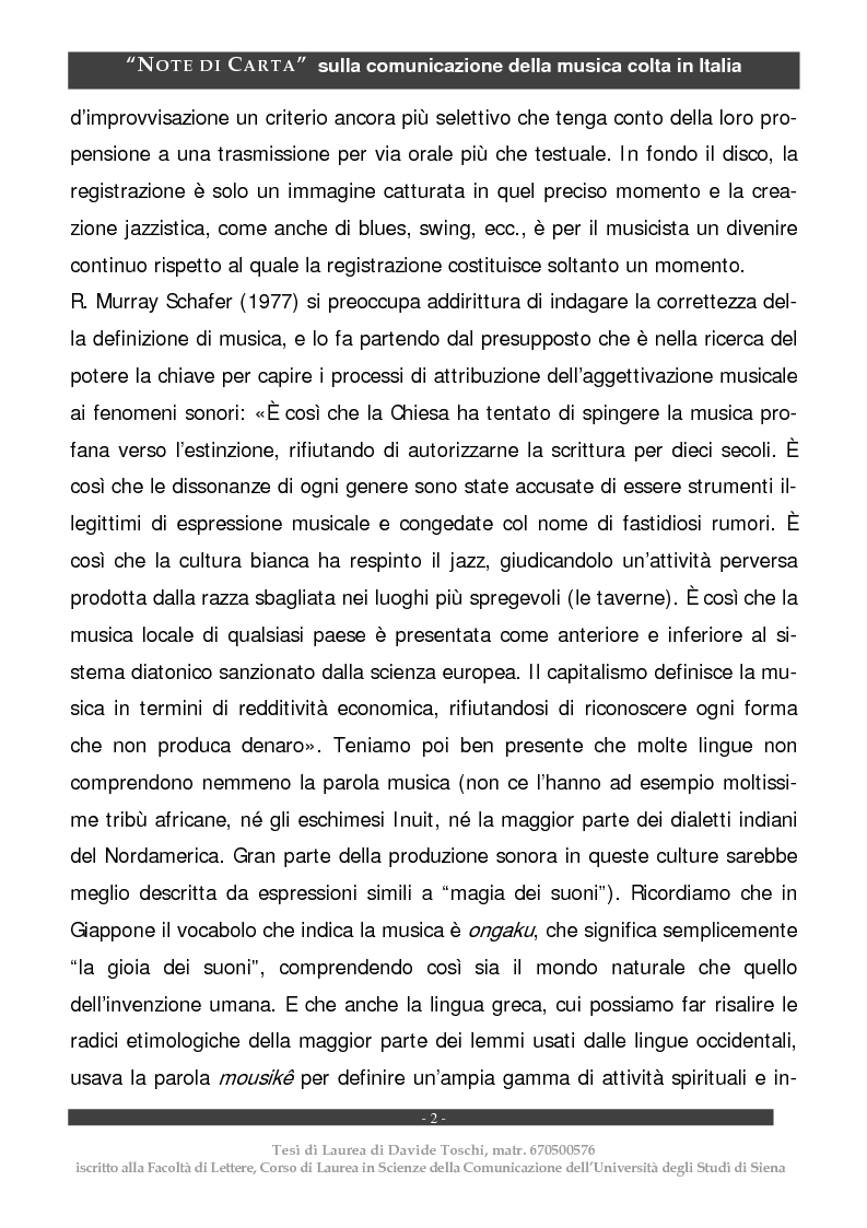 Anteprima della tesi: Note di carta: sulla comunicazione della musica colta in Italia, Pagina 2