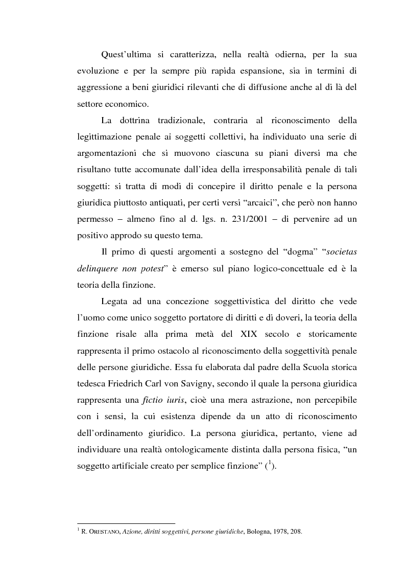 Anteprima della tesi: La responsabilità da reato dell'ente collettivo, Pagina 2