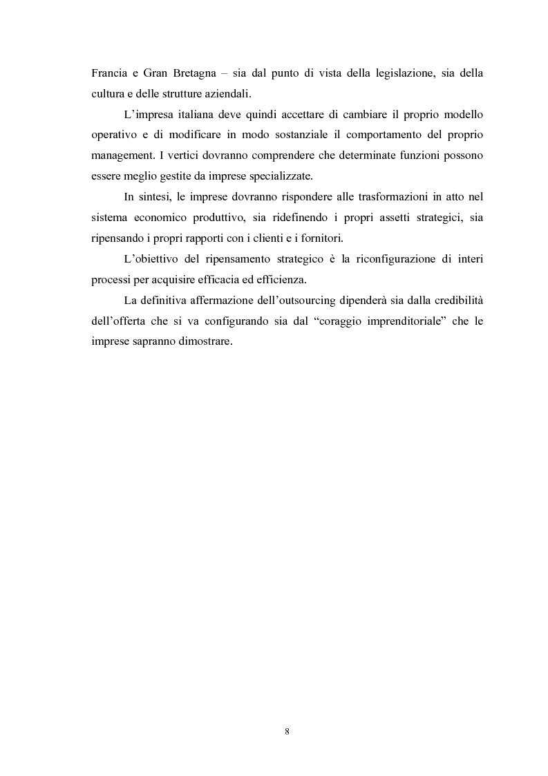 Anteprima della tesi: I vantaggi e i rischi dell'outsourcing: il global service di manutenzione in Solvay Chimica Italia SpA, Pagina 6