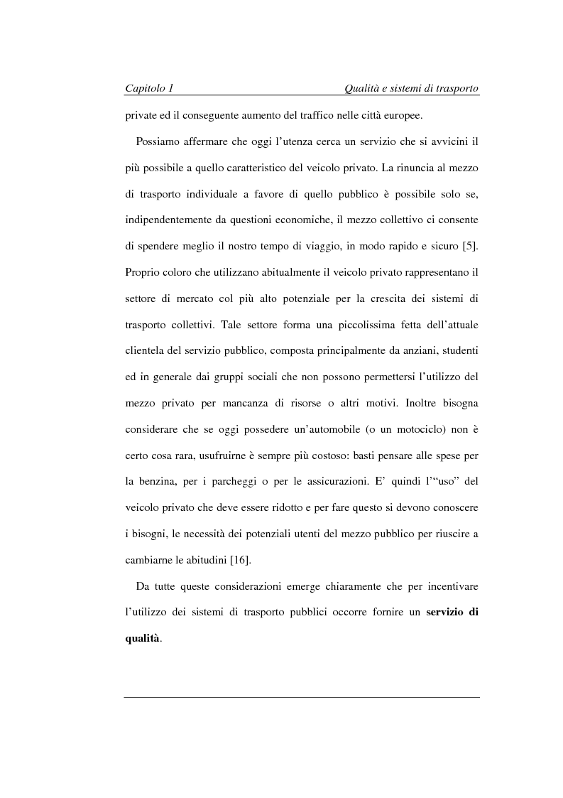 Anteprima della tesi: Valutazione statistica della qualità di un servizio di trasporto urbano, Pagina 6