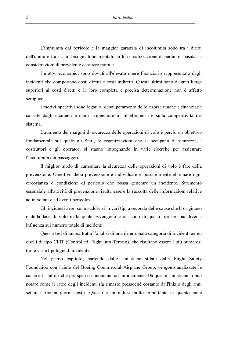 Anteprima della tesi: Sicurezza del volo – Impatto al suolo di un velivolo in regime di volo controllato (Cfit): analisi e prevenzione, Pagina 2