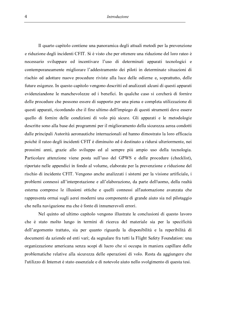 Anteprima della tesi: Sicurezza del volo – Impatto al suolo di un velivolo in regime di volo controllato (Cfit): analisi e prevenzione, Pagina 4