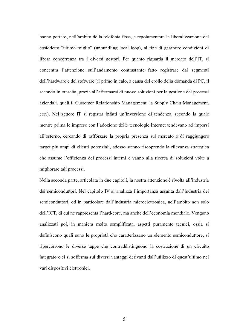 Anteprima della tesi: L'industria dei semiconduttori nell'ambito dell'evoluzione dell'Ict: problematiche e prospettive, Pagina 5