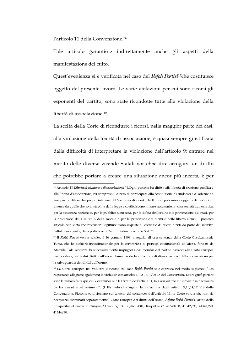 Anteprima della tesi: La sentenza della Corte Europea dei diritti dell'uomo Refah Partisi contro Turchia - Aspetti della libertà di religione in Turchia, Pagina 11