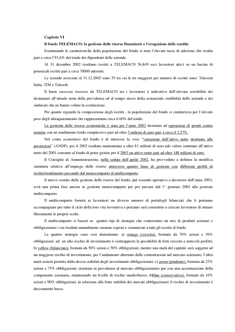 Anteprima della tesi: La previdenza complementare in Italia e nell'ordinamento comunitario. Un fondo pensione negoziale in Italia: Telemaco, fondo pensione complementare per i lavoratori delle aziende di telecomunicazione, Pagina 11