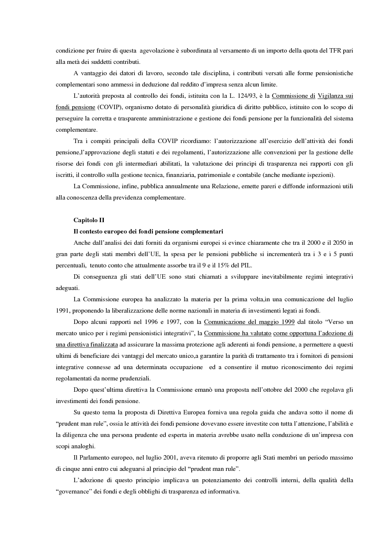 Anteprima della tesi: La previdenza complementare in Italia e nell'ordinamento comunitario. Un fondo pensione negoziale in Italia: Telemaco, fondo pensione complementare per i lavoratori delle aziende di telecomunicazione, Pagina 4