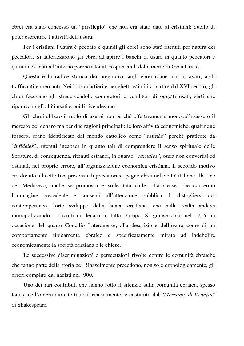 Anteprima della tesi: Profili dell'usura e della polemica antiebraica nel Rinascimento. Il ''mercante di Venezia'' di Shakespeare, Pagina 2