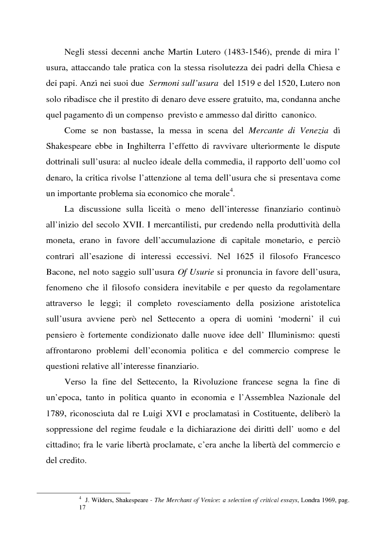 Anteprima della tesi: Profili dell'usura e della polemica antiebraica nel Rinascimento. Il ''mercante di Venezia'' di Shakespeare, Pagina 8