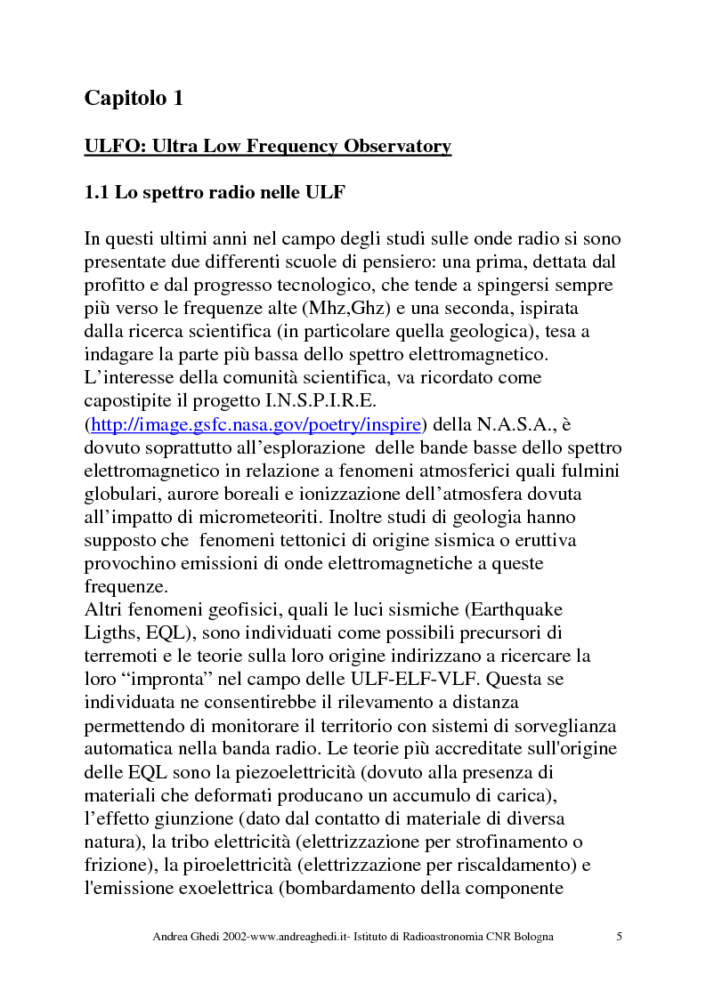 Anteprima della tesi: U.L.F.O. Sviluppo di un ricevitore per bassissime frequenze ULF 0.1-30Hz, Pagina 3