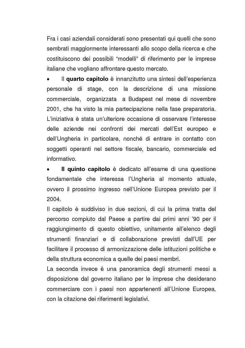 Anteprima della tesi: Imprese italiane in Ungheria. Storie di successo verso l'adesione all'Ue, Pagina 5