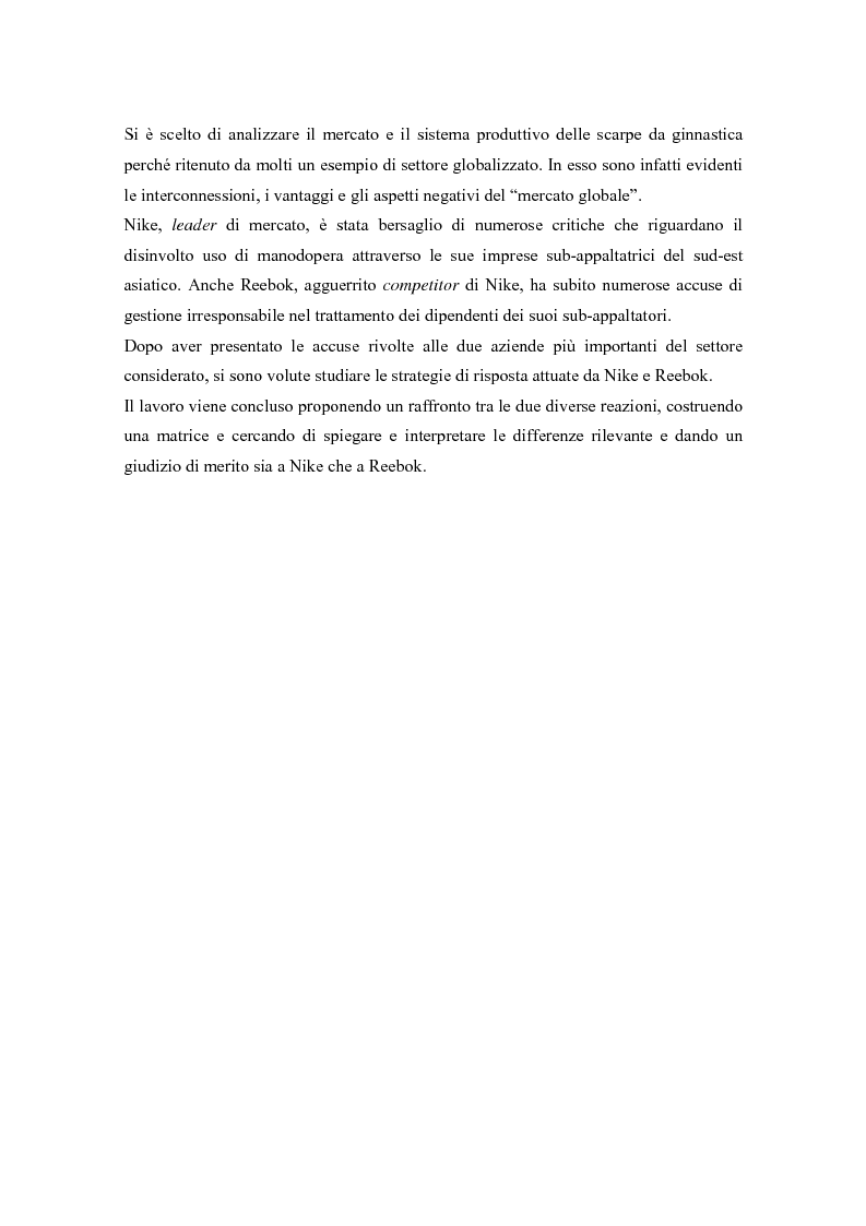 Anteprima della tesi: L'opinione pubblica come ''stakeholder'' emergente; pressioni sociali su Nike e Reebok e strategie di risposta, Pagina 2