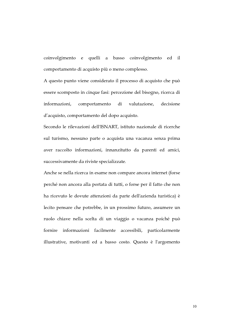 Anteprima della tesi: Web marketing nel settore turistico. Un modello di offerta per la personalizzazione della vacanza e del servizio, Pagina 10