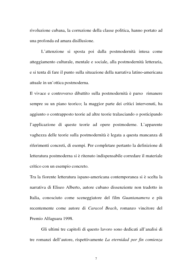 Anteprima della tesi: Il romanzo ispano-americano della postmodernità: Eliseo Alberto, Pagina 3