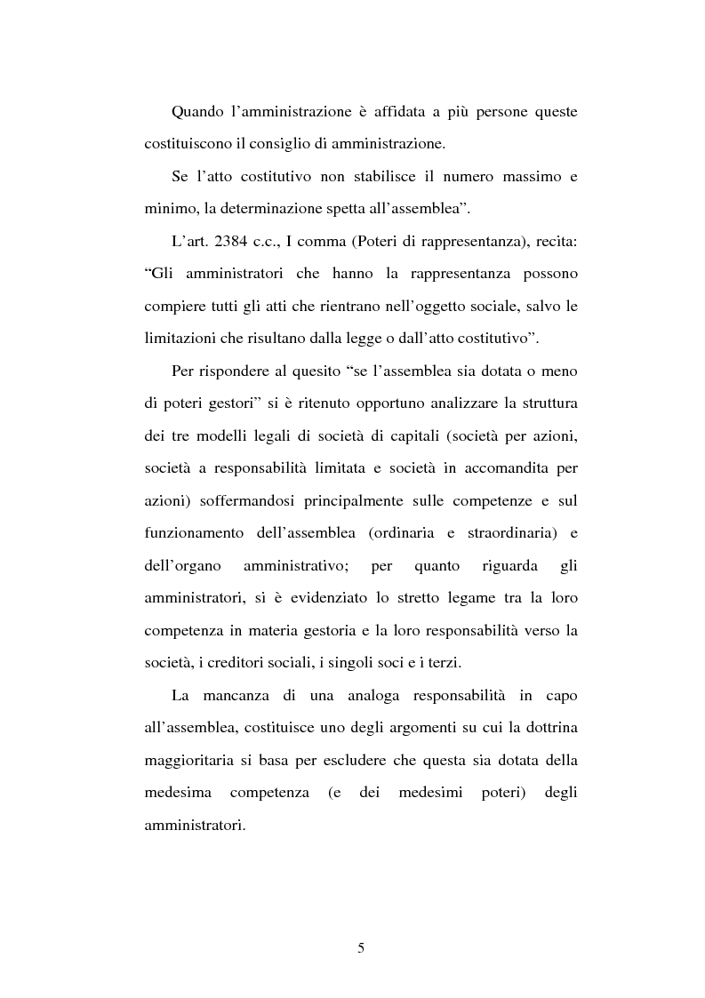 Anteprima della tesi: Assemblea e competenze gestorie, Pagina 2