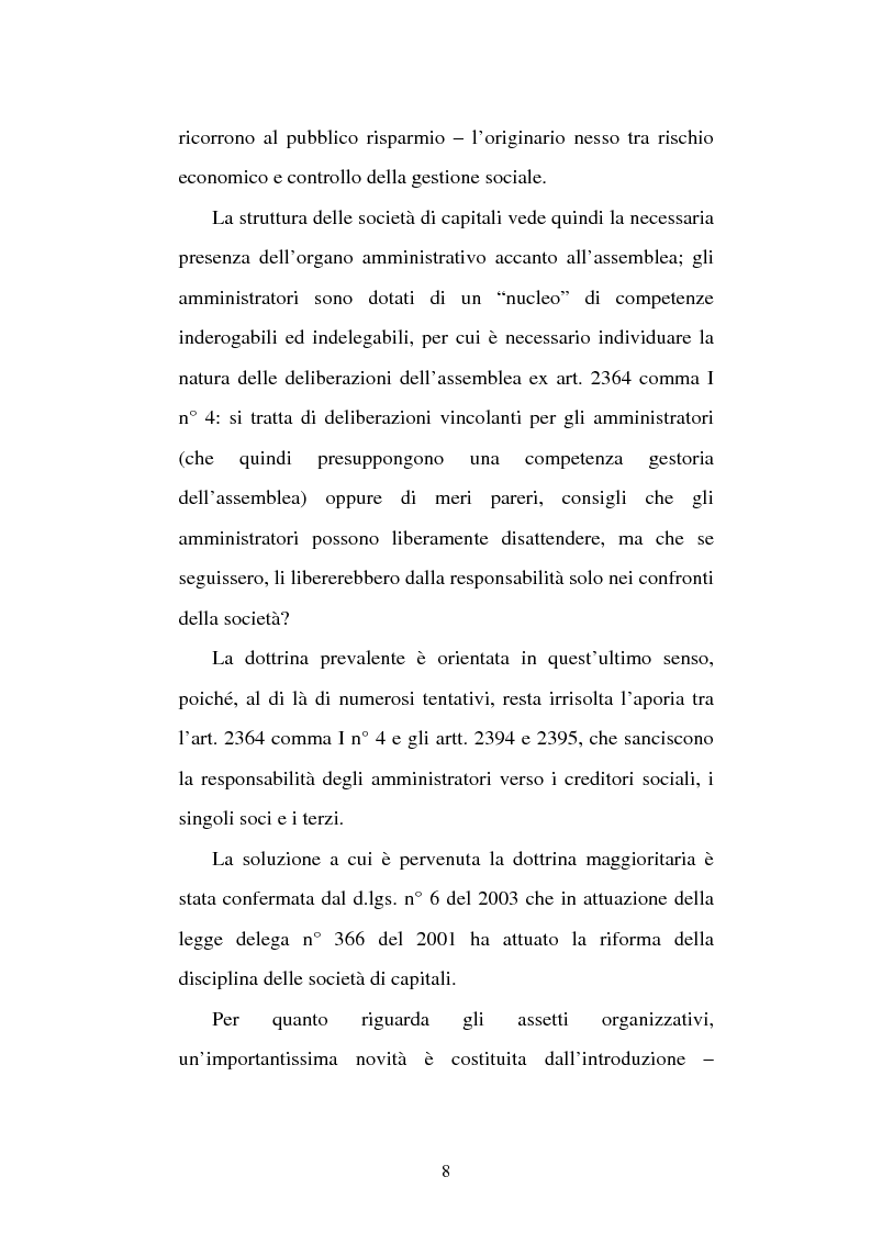 Anteprima della tesi: Assemblea e competenze gestorie, Pagina 5
