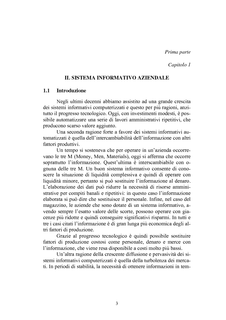 Anteprima della tesi: Sistema informativo aziendale per il controllo di gestione. Analisi di un caso, Pagina 3