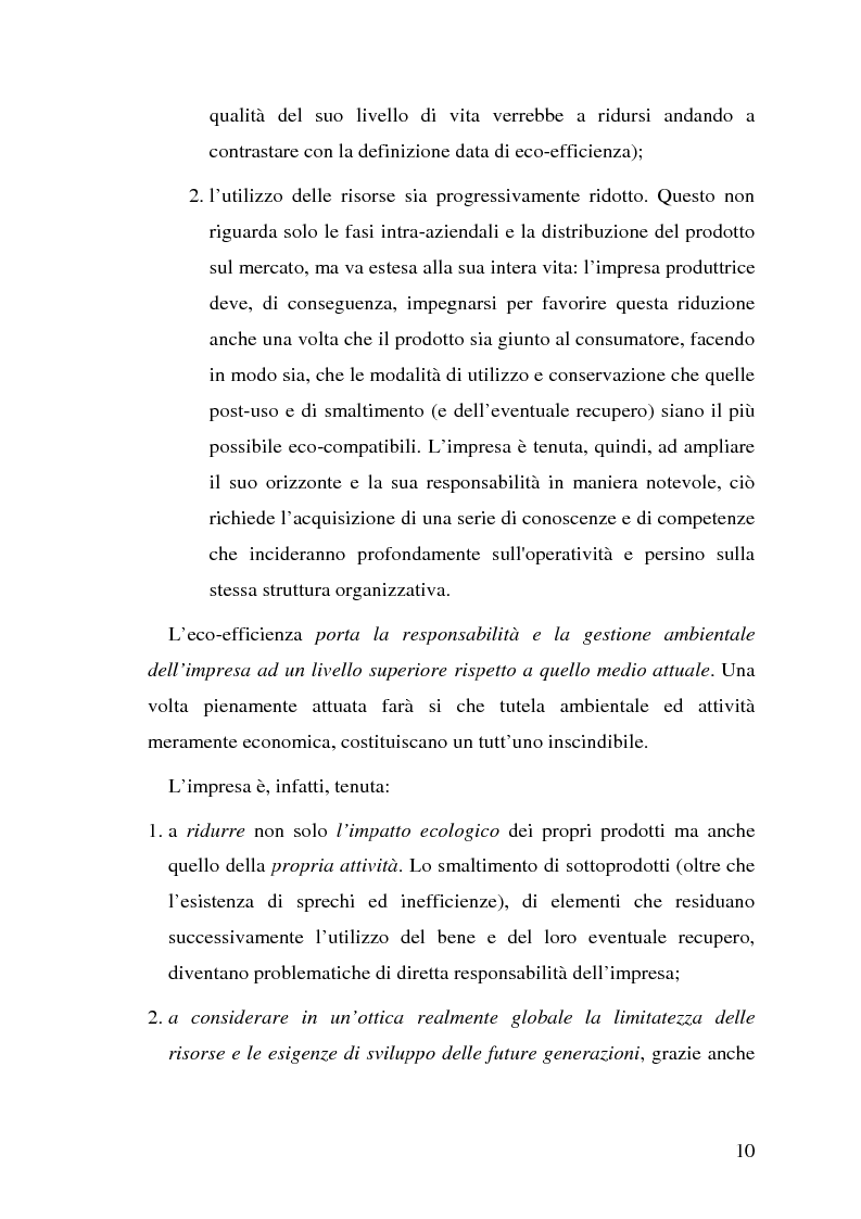 Anteprima della tesi: Dall'eco-efficienza all'eco-valore: opportunità di business e strategie di tutela ambientale. La tutela dell'ambiente come fonte di vantaggi competitivi., Pagina 10