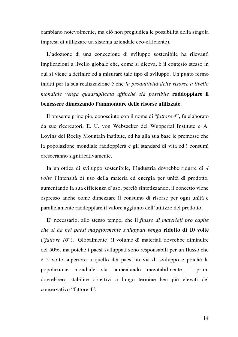 Anteprima della tesi: Dall'eco-efficienza all'eco-valore: opportunità di business e strategie di tutela ambientale. La tutela dell'ambiente come fonte di vantaggi competitivi., Pagina 14