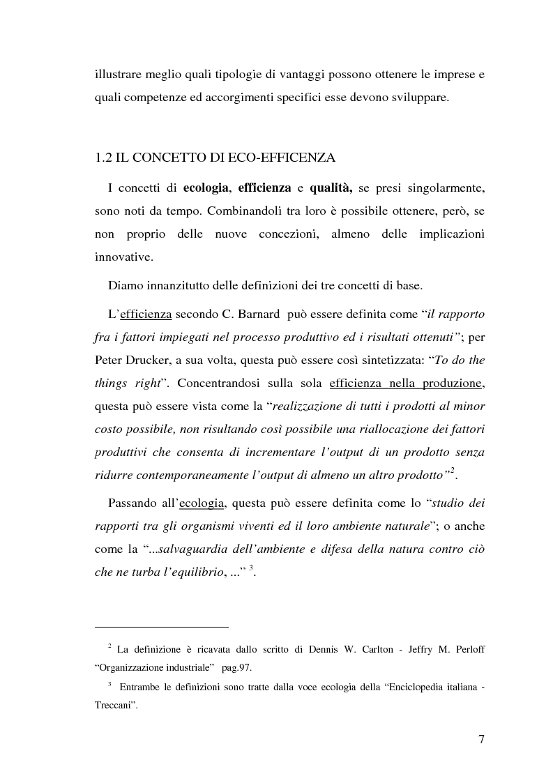 Anteprima della tesi: Dall'eco-efficienza all'eco-valore: opportunità di business e strategie di tutela ambientale. La tutela dell'ambiente come fonte di vantaggi competitivi., Pagina 7