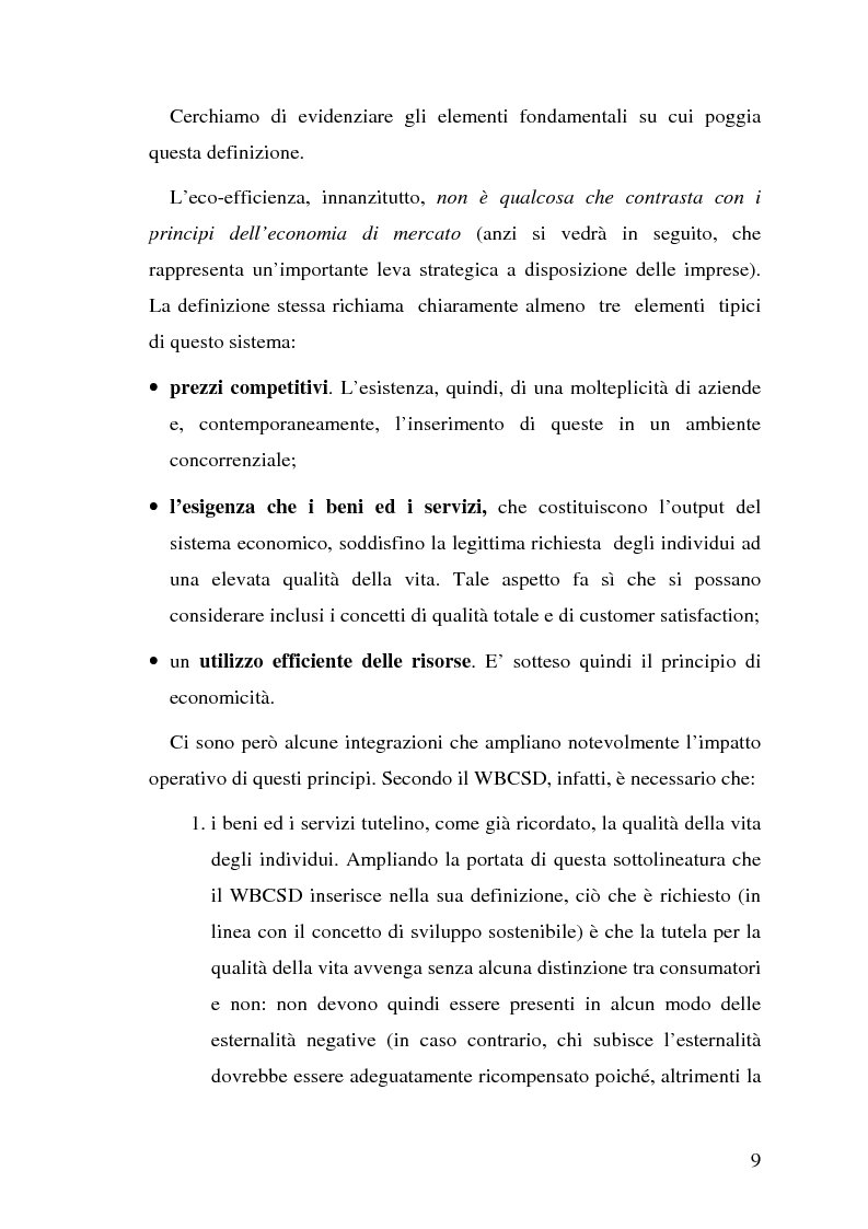 Anteprima della tesi: Dall'eco-efficienza all'eco-valore: opportunità di business e strategie di tutela ambientale. La tutela dell'ambiente come fonte di vantaggi competitivi., Pagina 9