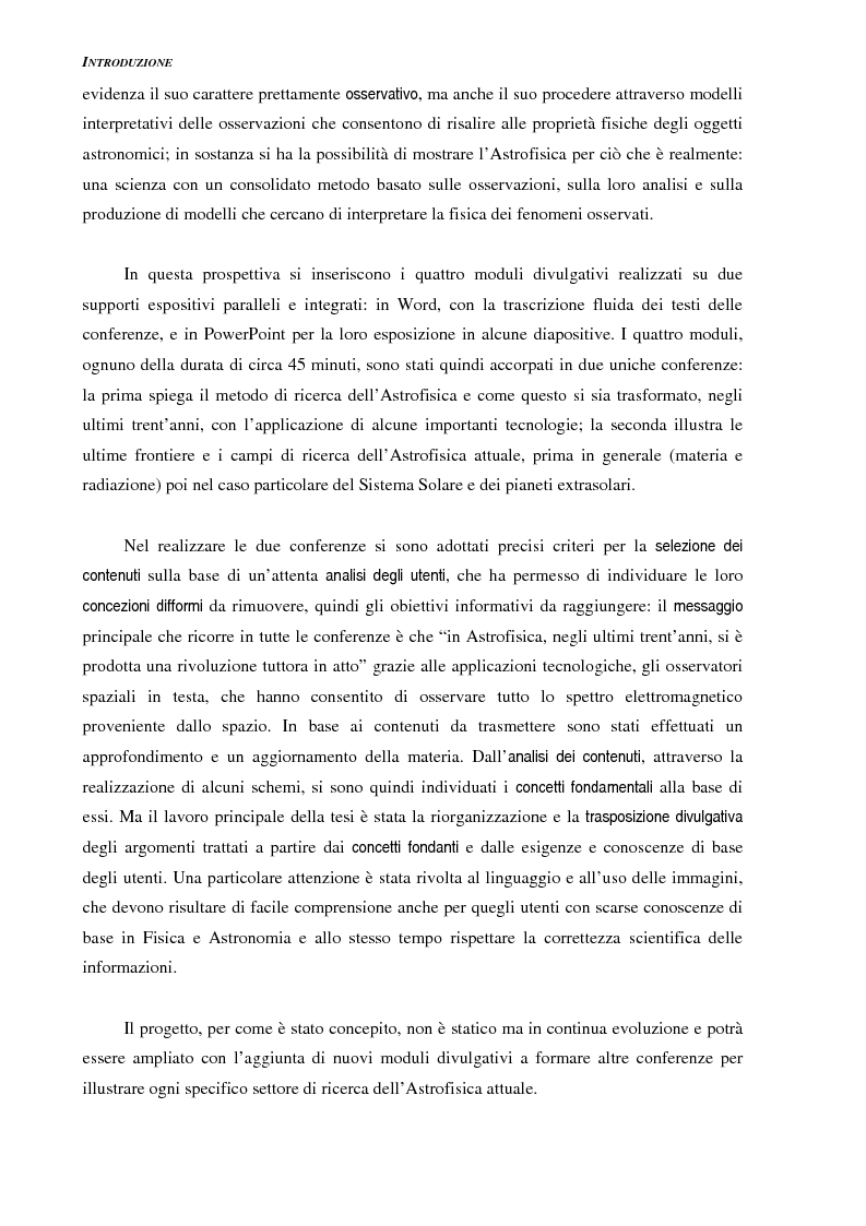 Anteprima della tesi: Ideazione e parziale realizzazione di un progetto di divulgazione dell'astrofisica per i comunicatori, Pagina 2