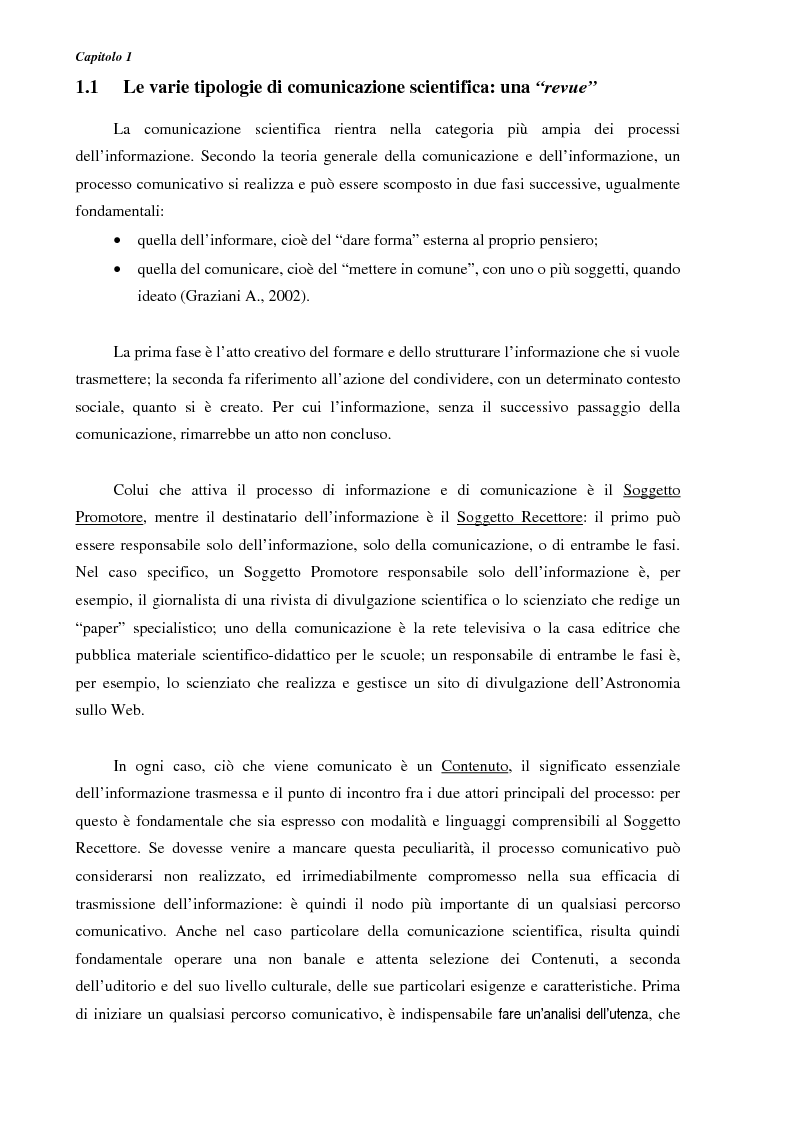 Anteprima della tesi: Ideazione e parziale realizzazione di un progetto di divulgazione dell'astrofisica per i comunicatori, Pagina 6