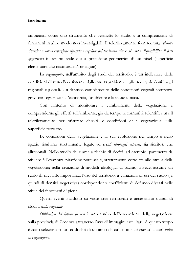 Anteprima della tesi: Evoluzione spazio temporale della copertura vegetale attraverso tecniche di telerilevamento satellitare, Pagina 2