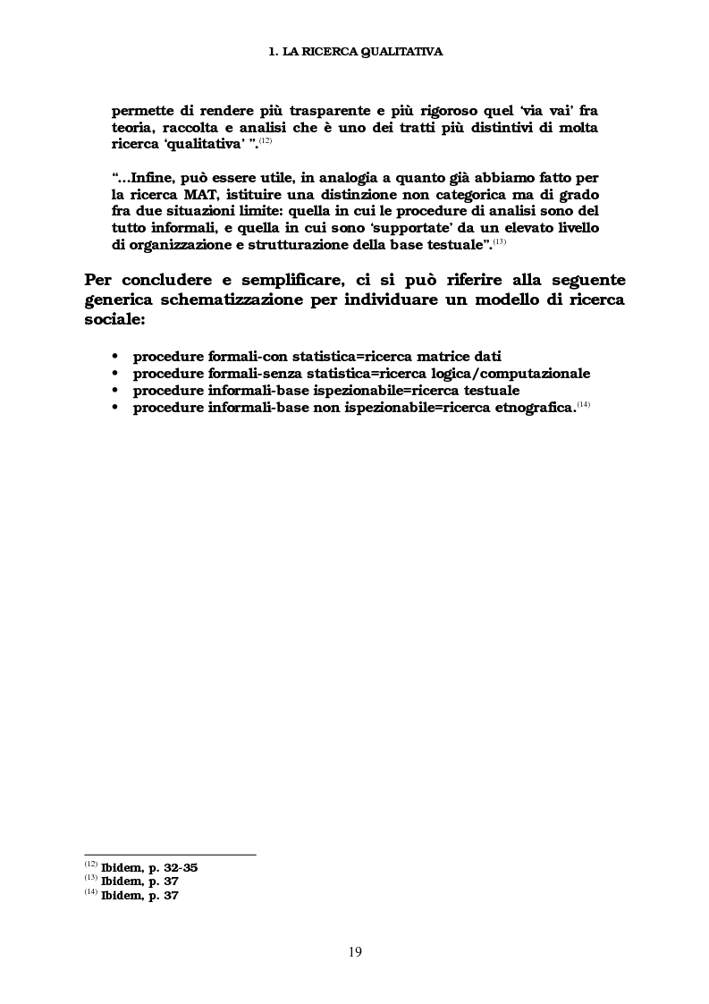 Anteprima della tesi: Ricerca qualitativa e software per l'analisi dei dati testuali, Pagina 14