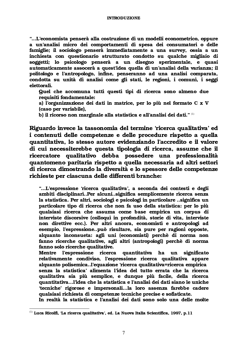 Anteprima della tesi: Ricerca qualitativa e software per l'analisi dei dati testuali, Pagina 2