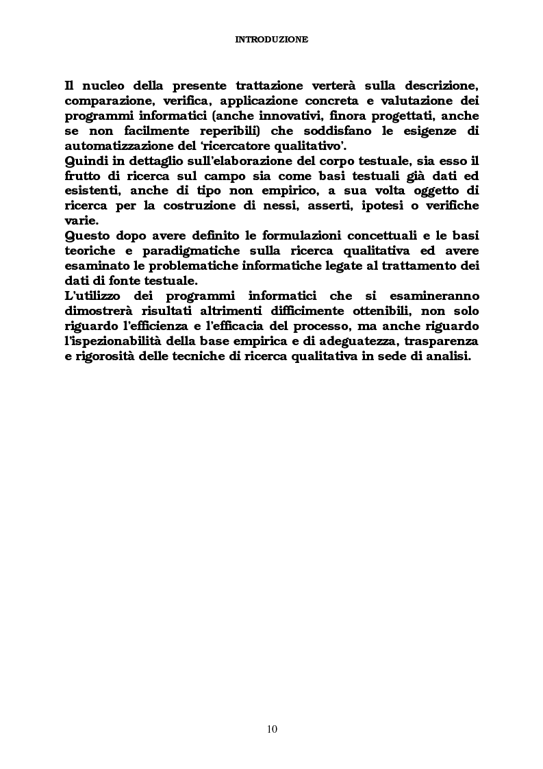 Anteprima della tesi: Ricerca qualitativa e software per l'analisi dei dati testuali, Pagina 5