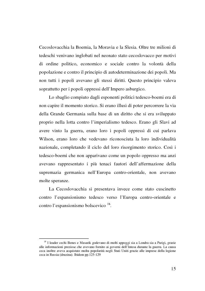 Anteprima della tesi: La minoranza tedesca in Cecoslovacchia e i suoi rapporti con la Germania nazista (1933-1939), Pagina 11