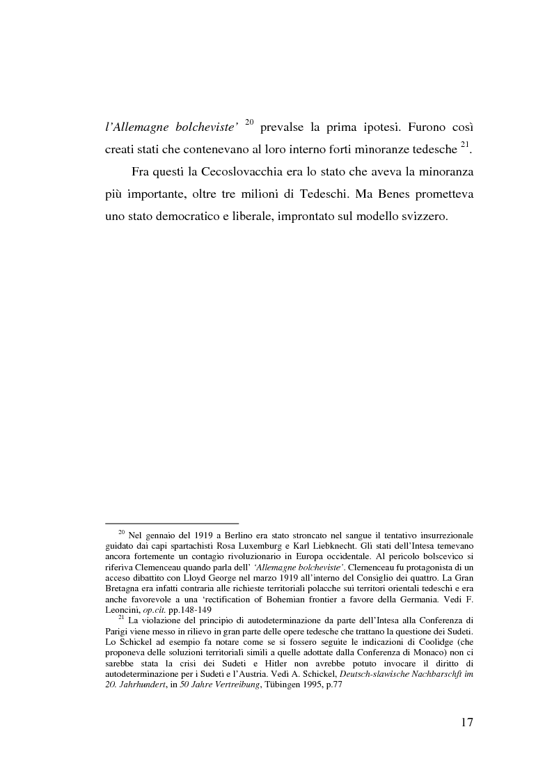 Anteprima della tesi: La minoranza tedesca in Cecoslovacchia e i suoi rapporti con la Germania nazista (1933-1939), Pagina 13