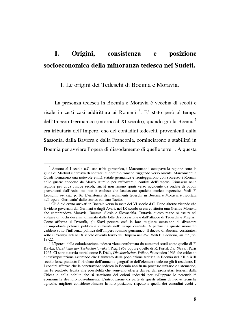 Anteprima della tesi: La minoranza tedesca in Cecoslovacchia e i suoi rapporti con la Germania nazista (1933-1939), Pagina 4