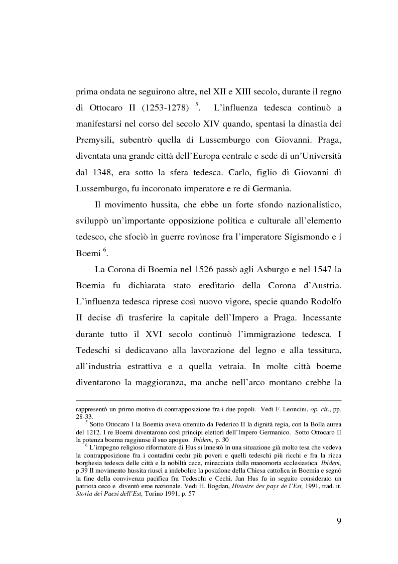 Anteprima della tesi: La minoranza tedesca in Cecoslovacchia e i suoi rapporti con la Germania nazista (1933-1939), Pagina 5