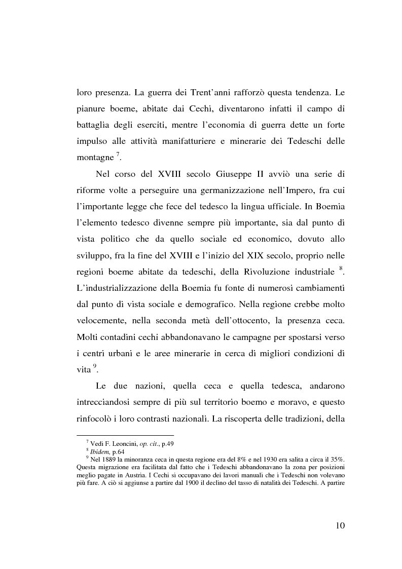 Anteprima della tesi: La minoranza tedesca in Cecoslovacchia e i suoi rapporti con la Germania nazista (1933-1939), Pagina 6