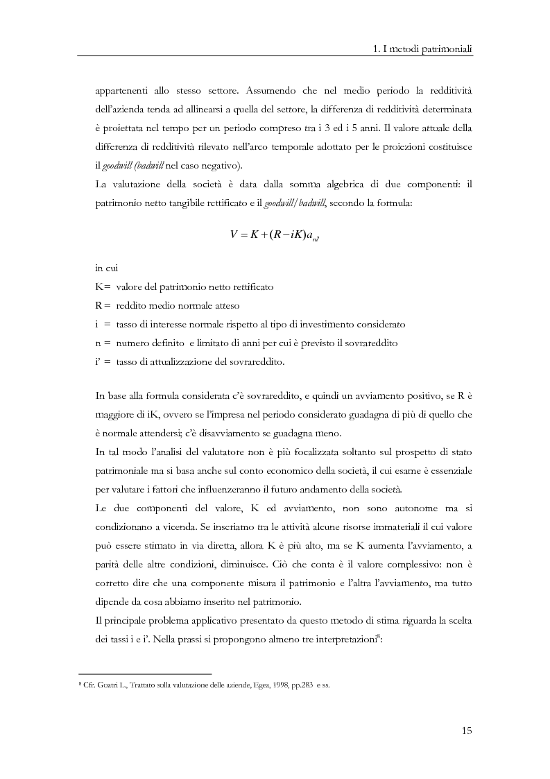Anteprima della tesi: La determinazione del valore delle imprese: dai metodi tradizionali a quelli più innovativi, Pagina 15