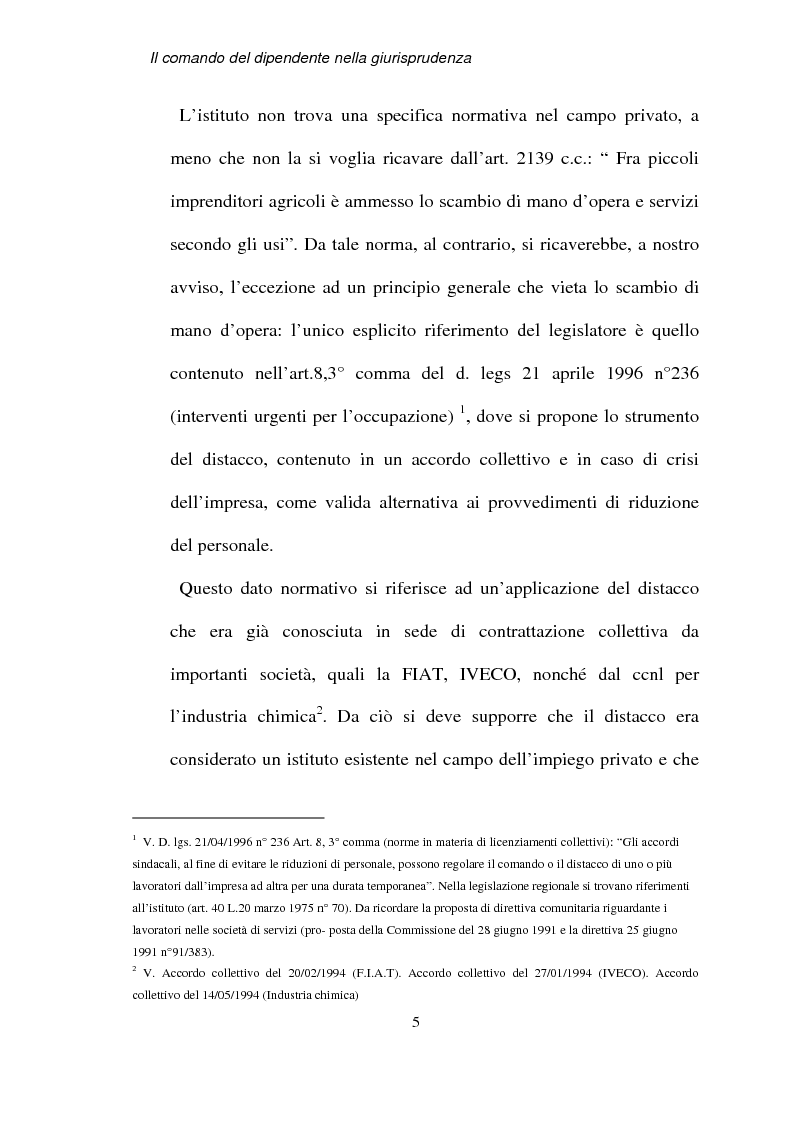 Anteprima della tesi: Il comando del dipendente nella giurisprudenza, Pagina 2