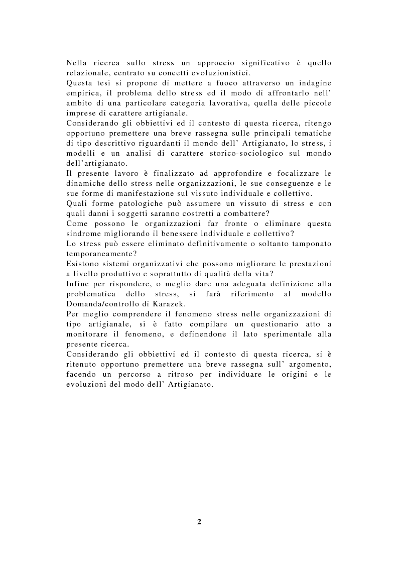 Anteprima della tesi: La sindrome da stress nel modello di Karasek: il caso Confartigianato, Pagina 2
