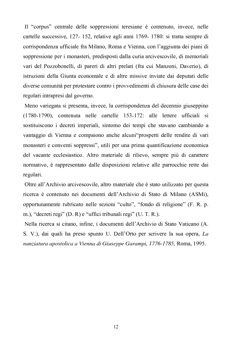 Anteprima della tesi: La soppressione dei conventi e dei monasteri nella Lombardia austriaca dai documenti del carteggio ufficiale (1763- 1790), Pagina 7