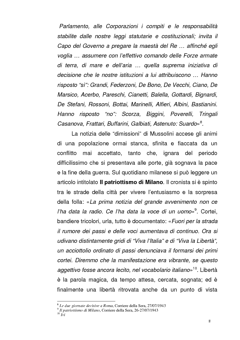 Anteprima della tesi: La Repubblica di Salò attraverso le pagine del Corriere della Sera: gli eventi, le cronache, i commenti, Pagina 7