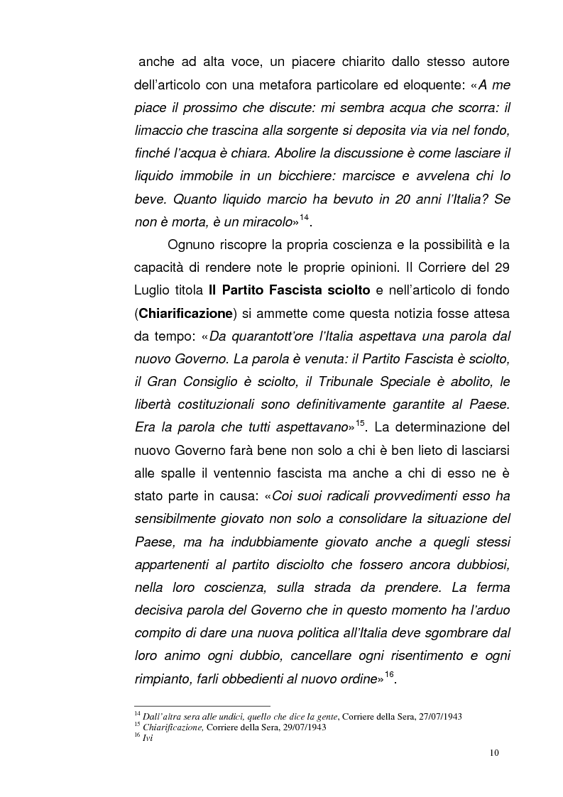 Anteprima della tesi: La Repubblica di Salò attraverso le pagine del Corriere della Sera: gli eventi, le cronache, i commenti, Pagina 9