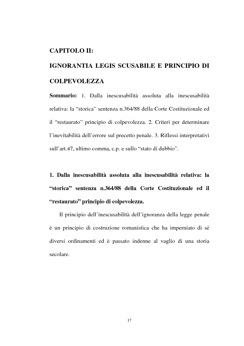 Anteprima della tesi: Ignorantia legis scusabile ed inescusabile. Orientamenti dottrinari e giurisprudenziali con particolare riferimento al settore ambientale, Pagina 14