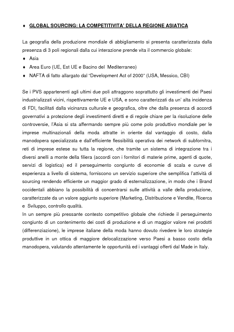 Anteprima della tesi: Internazionalizzazione e delocalizzazione globale nel settore abbigliamento: le opportunità in Asia, Pagina 5
